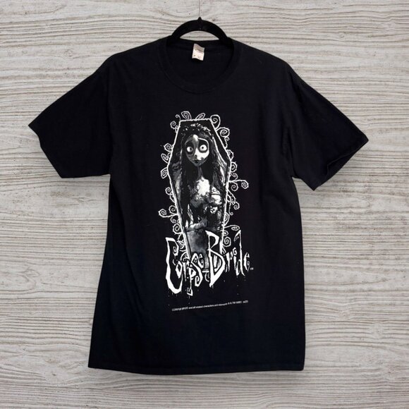 Vintage Tim Burton Corpse Bride Movie T-Shirt Black Graphic Tee Emily Unisex M - Picture 1 of 2
